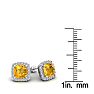 2 Carat Cushion Cut Citrine and Halo Diamond Stud Earrings In 14 Karat White Gold Image-5
