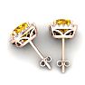 2 Carat Cushion Cut Citrine and Halo Diamond Stud Earrings In 14 Karat Rose Gold Image-4