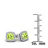 2 1/3 Carat Cushion Cut Peridot and Halo Diamond Stud Earrings In 14 Karat White Gold Image-5
