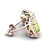 2 1/3 Carat Cushion Cut Peridot and Halo Diamond Stud Earrings In 14 Karat Rose Gold Image-3