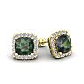 2 1/2 Carat Cushion Cut Mystic Topaz and Halo Diamond Stud Earrings In 14 Karat Yellow Gold Image-1