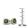 2 1/2 Carat Cushion Cut Mystic Topaz and Halo Diamond Stud Earrings In 14 Karat Yellow Gold Image-5