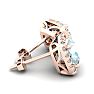 Aquamarine Earrings: Aquamarine Jewelry: 1 1/2 Carat Cushion Cut Aquamarine and Halo Diamond Stud Earrings In 14 Karat Rose Gold Image-3