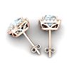 Aquamarine Earrings: Aquamarine Jewelry: 1 1/2 Carat Cushion Cut Aquamarine and Halo Diamond Stud Earrings In 14 Karat Rose Gold Image-4