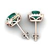 2 1/2 Carat Cushion Cut Emerald and Halo Diamond Stud Earrings In 14 Karat Rose Gold Image-4