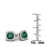 2 1/2 Carat Cushion Cut Emerald and Halo Diamond Stud Earrings In 14 Karat Rose Gold Image-5
