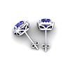 2 1/4 Carat Cushion Cut Tanzanite and Halo Diamond Stud Earrings In 14 Karat White Gold Image-5