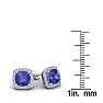 2 1/4 Carat Cushion Cut Tanzanite and Halo Diamond Stud Earrings In 14 Karat White Gold Image-6