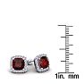 Garnet Earrings: Garnet Jewelry: 2 1/2 Carat Cushion Cut Garnet and Halo Diamond Stud Earrings In 14 Karat White Gold Image-5