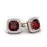 Garnet Earrings: Garnet Jewelry: 2 1/2 Carat Cushion Cut Garnet and Halo Diamond Stud Earrings In 14 Karat Rose Gold Image-1