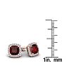 Garnet Earrings: Garnet Jewelry: 2 1/2 Carat Cushion Cut Garnet and Halo Diamond Stud Earrings In 14 Karat Rose Gold Image-5