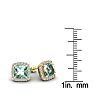 2 Carat Cushion Cut Green Amethyst and Halo Diamond Stud Earrings In 14 Karat Yellow Gold Image-5