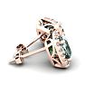 2 Carat Cushion Cut Green Amethyst and Halo Diamond Stud Earrings In 14 Karat Rose Gold Image-3