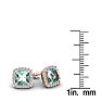 2 Carat Cushion Cut Green Amethyst and Halo Diamond Stud Earrings In 14 Karat Rose Gold Image-5