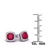3 Carat Cushion Cut Ruby and Halo Diamond Stud Earrings In 14 Karat White Gold Image-5