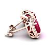 3 Carat Cushion Cut Ruby and Halo Diamond Stud Earrings In 14 Karat Rose Gold Image-3
