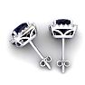 2 1/3 Carat Cushion Cut Sapphire and Halo Diamond Stud Earrings In 14 Karat White Gold Image-4