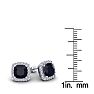 2 1/3 Carat Cushion Cut Sapphire and Halo Diamond Stud Earrings In 14 Karat White Gold Image-5
