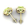 3 1/3 Carat Cushion Cut Peridot and Halo Diamond Stud Earrings In 14 Karat Yellow Gold Image-4