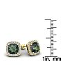 4 Carat Cushion Cut Mystic Topaz and Halo Diamond Stud Earrings In 14 Karat Yellow Gold Image-5