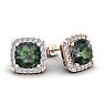 4 Carat Cushion Cut Mystic Topaz and Halo Diamond Stud Earrings In 14 Karat Rose Gold Image-1