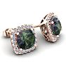 4 Carat Cushion Cut Mystic Topaz and Halo Diamond Stud Earrings In 14 Karat Rose Gold Image-2
