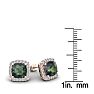 4 Carat Cushion Cut Mystic Topaz and Halo Diamond Stud Earrings In 14 Karat Rose Gold Image-5