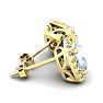 Aquamarine Earrings: Aquamarine Jewelry: 3 1/2 Carat Cushion Cut Aquamarine and Halo Diamond Stud Earrings In 14 Karat Yellow Gold Image-3