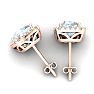 Aquamarine Earrings: Aquamarine Jewelry: 3 1/2 Carat Cushion Cut Aquamarine and Halo Diamond Stud Earrings In 14 Karat Rose Gold Image-4