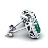 3 1/2 Carat Cushion Cut Emerald and Halo Diamond Stud Earrings In 14 Karat White Gold Image-3