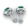3 1/2 Carat Cushion Cut Emerald and Halo Diamond Stud Earrings In 14 Karat White Gold Image-4