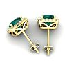3 1/2 Carat Cushion Cut Emerald and Halo Diamond Stud Earrings In 14 Karat Yellow Gold Image-4