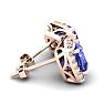 3 1/2 Carat Cushion Cut Tanzanite and Halo Diamond Stud Earrings In 14 Karat White Gold Image-3