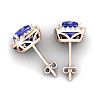 3 1/2 Carat Cushion Cut Tanzanite and Halo Diamond Stud Earrings In 14 Karat White Gold Image-4