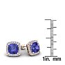 3 1/2 Carat Cushion Cut Tanzanite and Halo Diamond Stud Earrings In 14 Karat White Gold Image-5