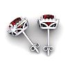 Garnet Earrings: Garnet Jewelry: 3 1/2 Carat Cushion Cut Garnet and Halo Diamond Stud Earrings In 14 Karat White Gold Image-4
