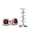 Garnet Earrings: Garnet Jewelry: 3 1/2 Carat Cushion Cut Garnet and Halo Diamond Stud Earrings In 14 Karat Rose Gold Image-5