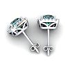 3 1/2 Carat Cushion Cut Green Amethyst and Halo Diamond Stud Earrings In 14 Karat White Gold Image-4