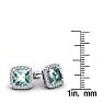 3 1/2 Carat Cushion Cut Green Amethyst and Halo Diamond Stud Earrings In 14 Karat White Gold Image-5