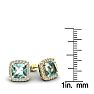 3 1/2 Carat Cushion Cut Green Amethyst and Halo Diamond Stud Earrings In 14 Karat Yellow Gold Image-5