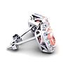 3-1/2 Carat Cushion Shape Morganite Earrings and Diamond Halo In 14 Karat White Gold Image-3
