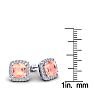 3-1/2 Carat Cushion Shape Morganite Earrings and Diamond Halo In 14 Karat White Gold Image-5