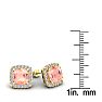 3-1/2 Carat Cushion Shape Morganite Earrings and Diamond Halo In 14 Karat Yellow Gold Image-5