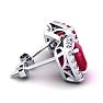 4 Carat Cushion Cut Ruby and Halo Diamond Stud Earrings In 14 Karat White Gold Image-3