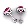 4 Carat Cushion Cut Ruby and Halo Diamond Stud Earrings In 14 Karat White Gold Image-4