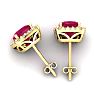 4 Carat Cushion Cut Ruby and Halo Diamond Stud Earrings In 14 Karat Yellow Gold Image-4