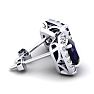 4 Carat Cushion Cut Sapphire and Halo Diamond Stud Earrings In 14 Karat White Gold Image-3