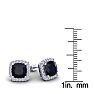 4 Carat Cushion Cut Sapphire and Halo Diamond Stud Earrings In 14 Karat White Gold Image-5