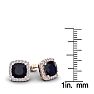 4 Carat Cushion Cut Sapphire and Halo Diamond Stud Earrings In 14 Karat Rose Gold Image-5