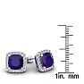 4 3/4 Carat Cushion Cut Amethyst and Halo Diamond Stud Earrings In 14 Karat White Gold Image-5